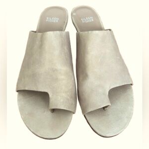 Eileen Fisher shoes gold fleck curved kitten heels sandals SZ 7.5